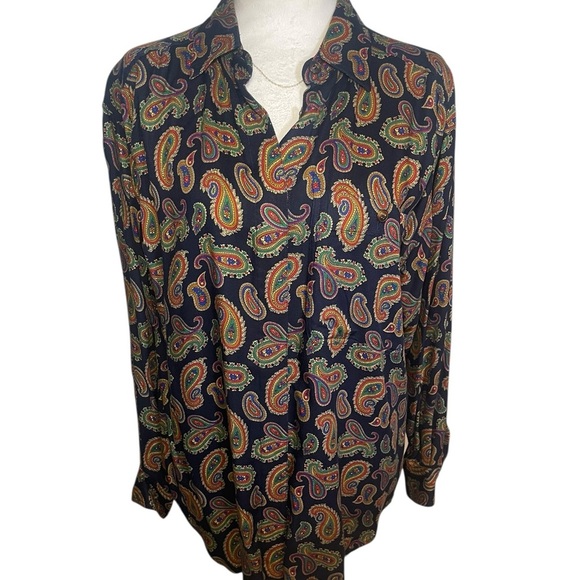Vintage Liz Claiborne Lizsport Women’s M Paisley Button Down Shirt Old Money - Picture 2 of 8